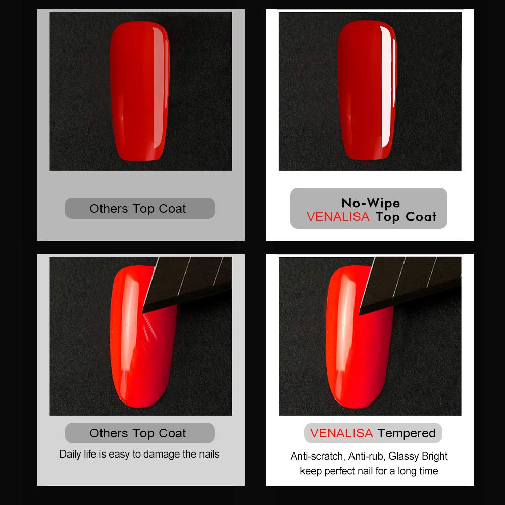 VENALISA Gel Nail Polish Set - 15ml Base & Top Coat, No Wipe, High Gloss Finish | Long-Lasting Tempered Polish Kit