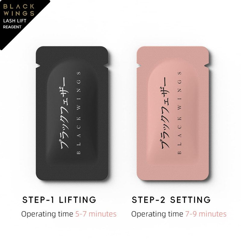 BLACKWINGS 15 Pairs Eyelash Perm Lotion Fast Lash Lift Solution, 5-7Min Softener 7 Min Fixer, Long Lasting Over 1 Month