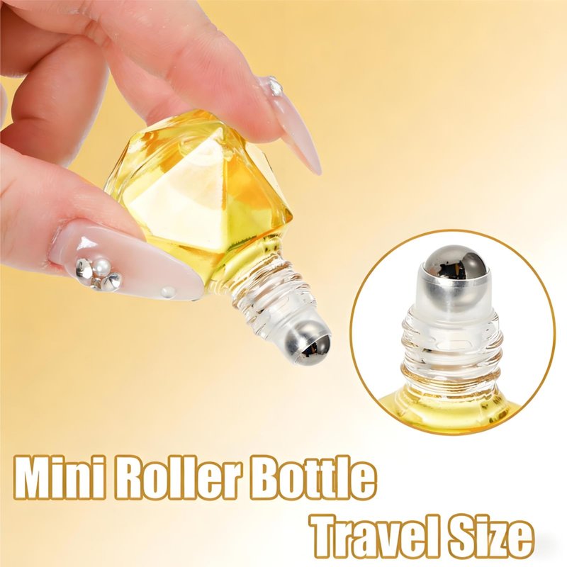 ELFULLY 36 Pack Essential Oil Roller Bottles, 8ml/0.27oz Empty Roll On Bottle, Glass Polygonal Roller Ball Applicator, Perfume Vials with Stainless Steel Roller Ball for Travel, 4 Dropper, 2 Funnel