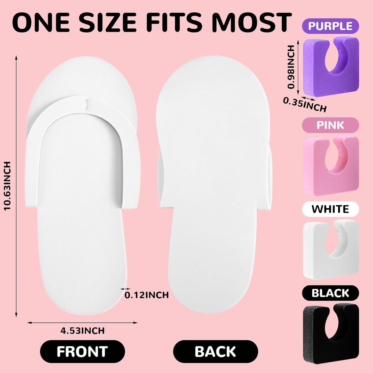 Disposable Pedicure Slippers & Toe Separators Kit - 120 Pairs Foam Flip Flops for Nail Salon, Spa & Parties