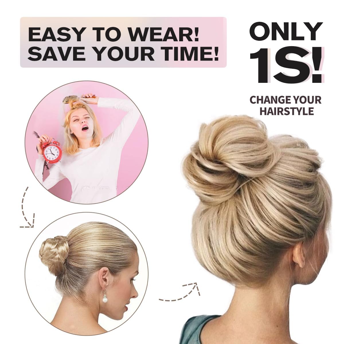 Messy Bun Hair Piece - 2 PCS Dark Brown Soft Fluffy Scrunchies for Easy Updos | Ideal for Women & Kids