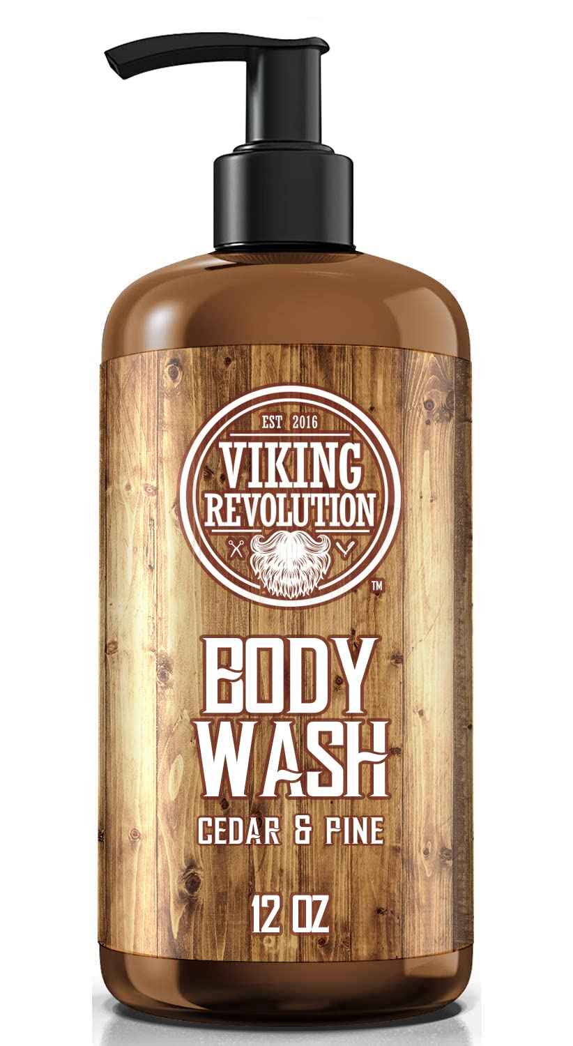 Viking Revolution Men's Body Wash - Cedar and Pine Oil Body Wash for Men - Mens Natural Body Wash with Vitamin E and Oregano Oil - Mens Shower Gel Liquid Soap - Cedar Oil Mens Bodywash (2 Pack, 12oz)