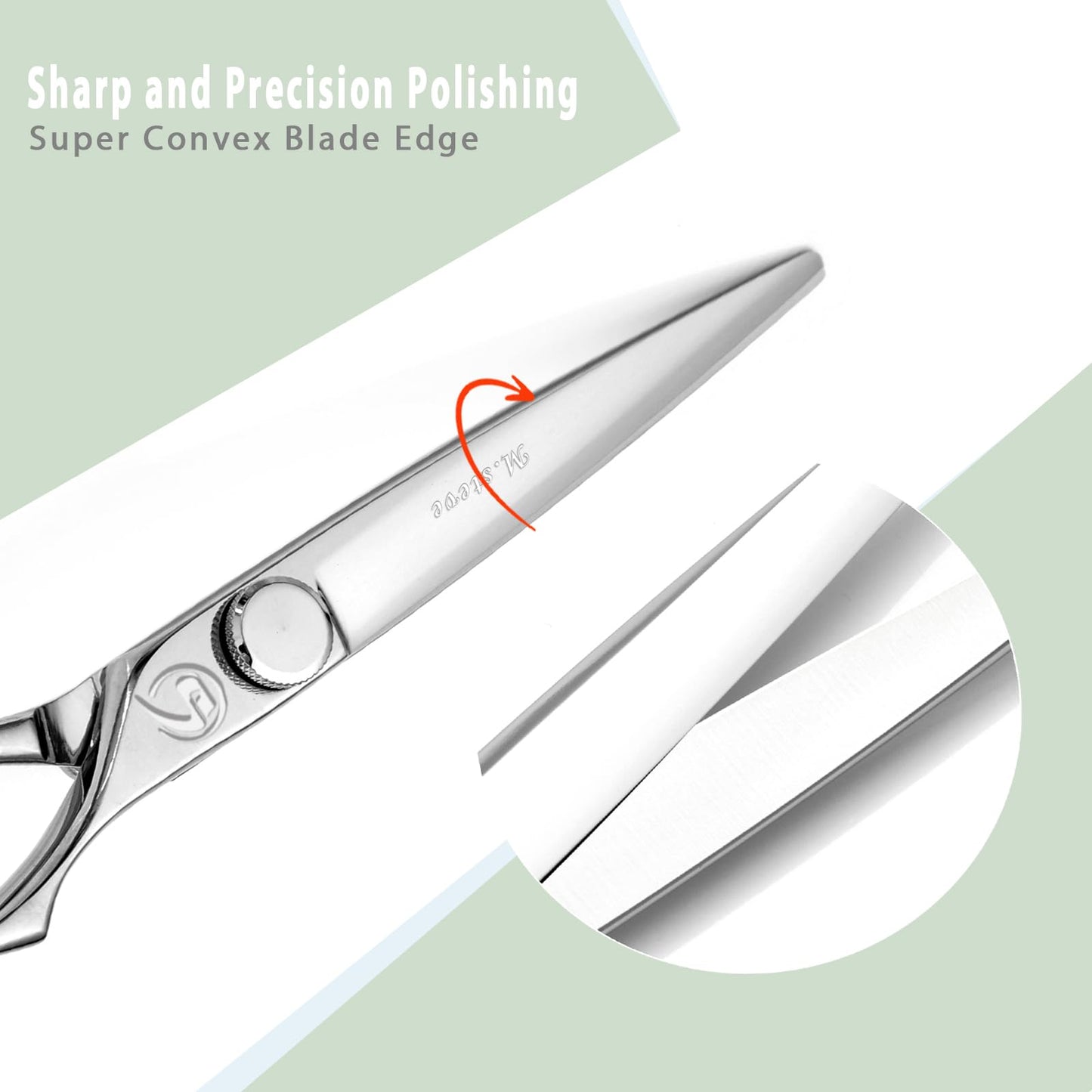Hair Cutting Shears 5.5 Inch Professional Barber Scissors with Japanese 440C Stainless Steel and Razor-Sharp Convex Blades Hairdressing Hairstyling Haircutting Scissors for Salon and Home Use
