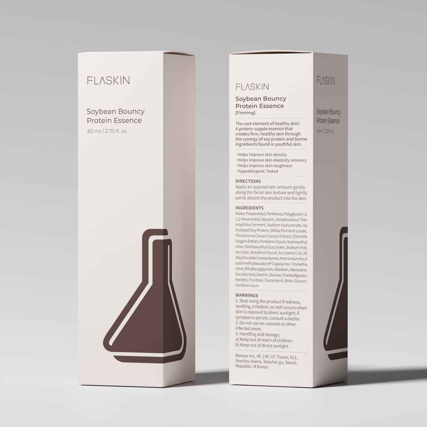 FLASKIN Skin Barrier Essence | Soybean Bouncy Protein Essence | Moisturizing, Strengthens Skin Barrier, Enhances Elasticity | Soybean Protein | Moisturizer for Flaky Skin | Korean Skincare | 80ml