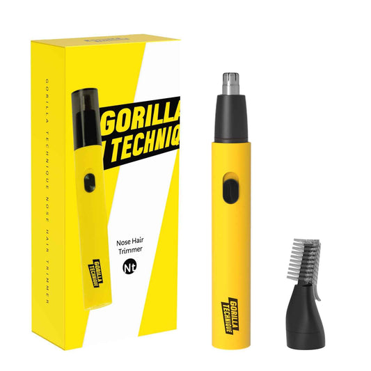 Gorilla Technique Nose Ear Hair Trimmer for Men, Rechargeable 2-in-1 Trimmer for Nose Ear Eyebrow Hair Removal, No Pull No Snag Grooming with High-Speed 10,000rpm Motor, 2 Heads