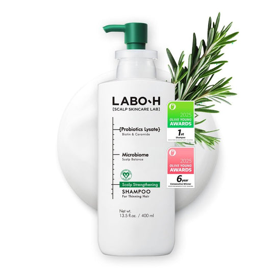 LABO.H Scalp Strengthening Shampoo for Hair Growth & Anti-Loss | Vegan Ceramide Haircare Routine with Rosemary Oil, Biotin and Caffeine, Paraben Free, Korean Hair Care, 13.5 Fl. oz.