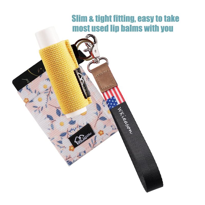 WK IEASON - Lip Balm Holder Keychain Clip On Lipstick Sleeve Chapstick Sleeve Holder Keychain Pack of 5 (Beige/green/yellow/black/rose)