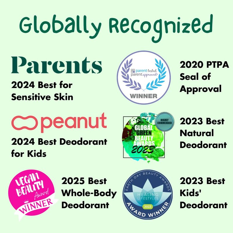 MONA Honeydew Natural Deodorant for Kids, Preteens & Teens, Aluminum Free, Gluten and Baking Soda Free, Gentle for Sensitive Skin, Vegan Kids Deodorant Stick, 2-Pack