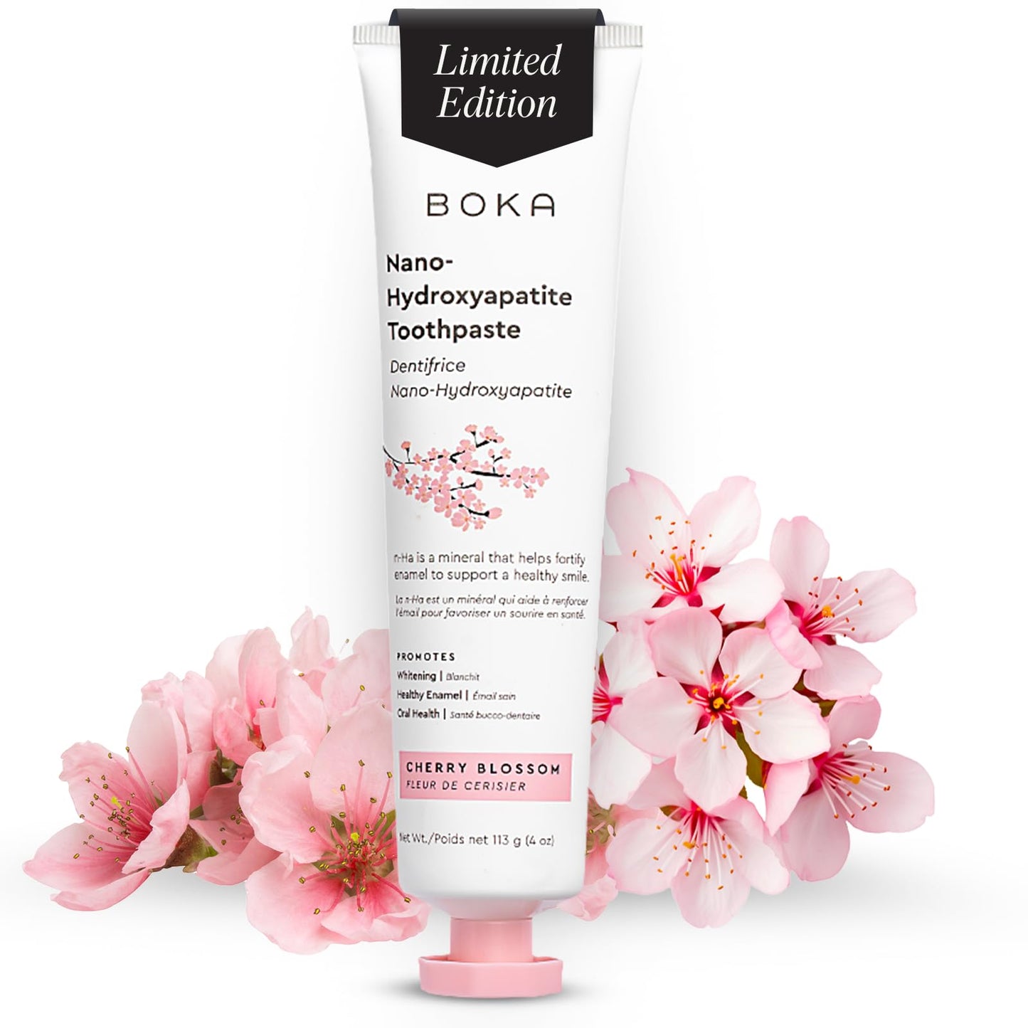 Boka Fluoride Free Toothpaste, Nano Hydroxyapatite Toothpaste, Appropriate for Sensitive Teeth - for Adult Oral Care - Cherry Blossom Flavor, 4 Fl Oz 1Pk
