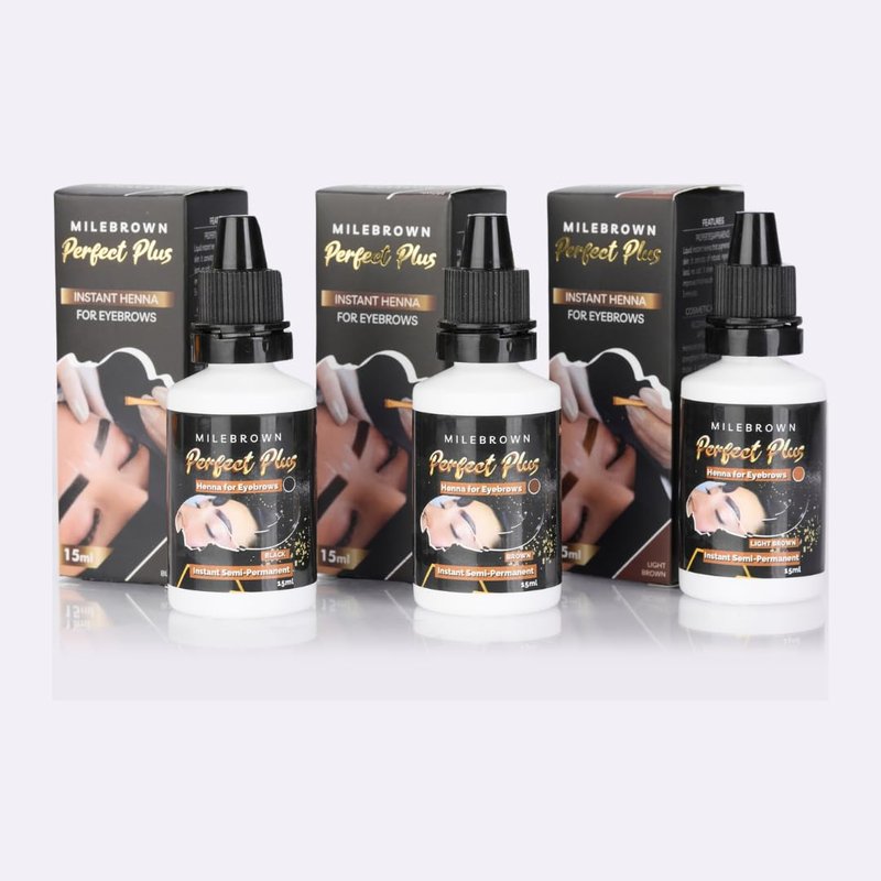 MILEBROWN PERFECT PLUS Eyebrow Henna, for natural-looking coloring, 15 ml (Brown)