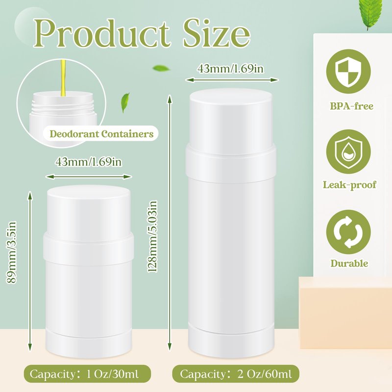 Teenyyou 30 Pcs 30ml/1oz Empty Deodorant Containers Twist Up Filling Bottle Refillable Plastic Deodorant Holder Tube for Homemade Lipstick Sunscreen Balm Lotion Bar (White)