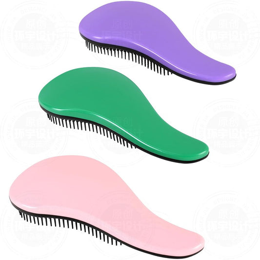 79STYLE 3pcs Detangler Brush Tangle Free Hair Brushes For Kids Knot Free No Pain Detangling Kids Hair Brush Combs For Curly Fine Hair (Size 7.4 Inch -Brush Lemon)
