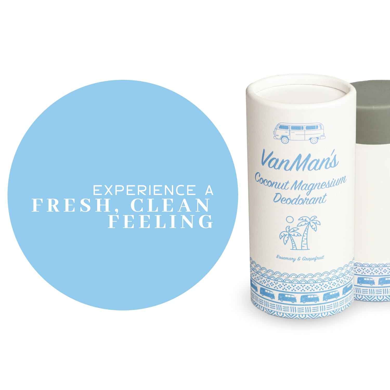 Vanman’s - Coconut and Magnesium Deodorant Stick for Delicate Skin - Odor Control for Underarms - Magnesium Deodorant for Women and Men - Personal Care Products - 2.2 oz