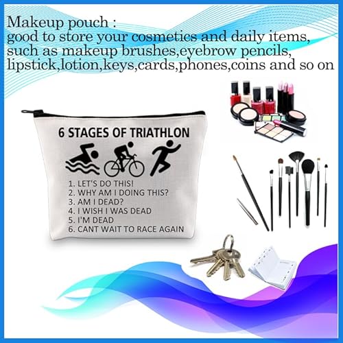 PXTIDY Triathlon Gifts Six Stages Of Triathlon Tri Harder Triathlete Cosmetic Bag Swim Cycle Run Gift for Triathlon Athletes