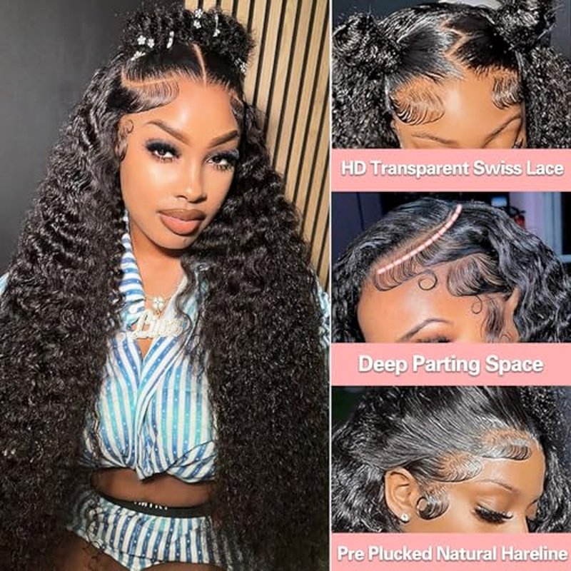 28 Inch 13x4 Lace Front Wig Human Hair 180% Density Water Wave Lace Front Wigs Human Hair Pre Plucked Natural Hairline Hd Frontal For Women Wet And Wavy Bouncy Soft Curl Shedding Free Tangle Free