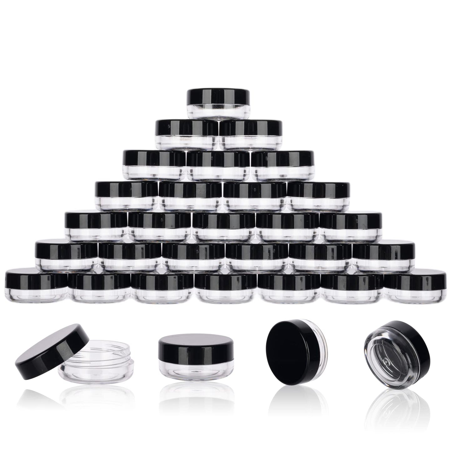 3 Gram Sample Containers with Lids, 200 Count Tiny Sample Jars, Empty Lip Balm Containers, Mini Cosmetic Container with Lids, Makeup Travel Container with Labels, Mini Disposable Spatulas