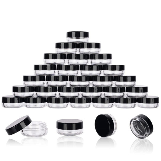 3 Gram Sample Containers with Lids, 200 Count Tiny Sample Jars, Empty Lip Balm Containers, Mini Cosmetic Container with Lids, Makeup Travel Container with Labels, Mini Disposable Spatulas
