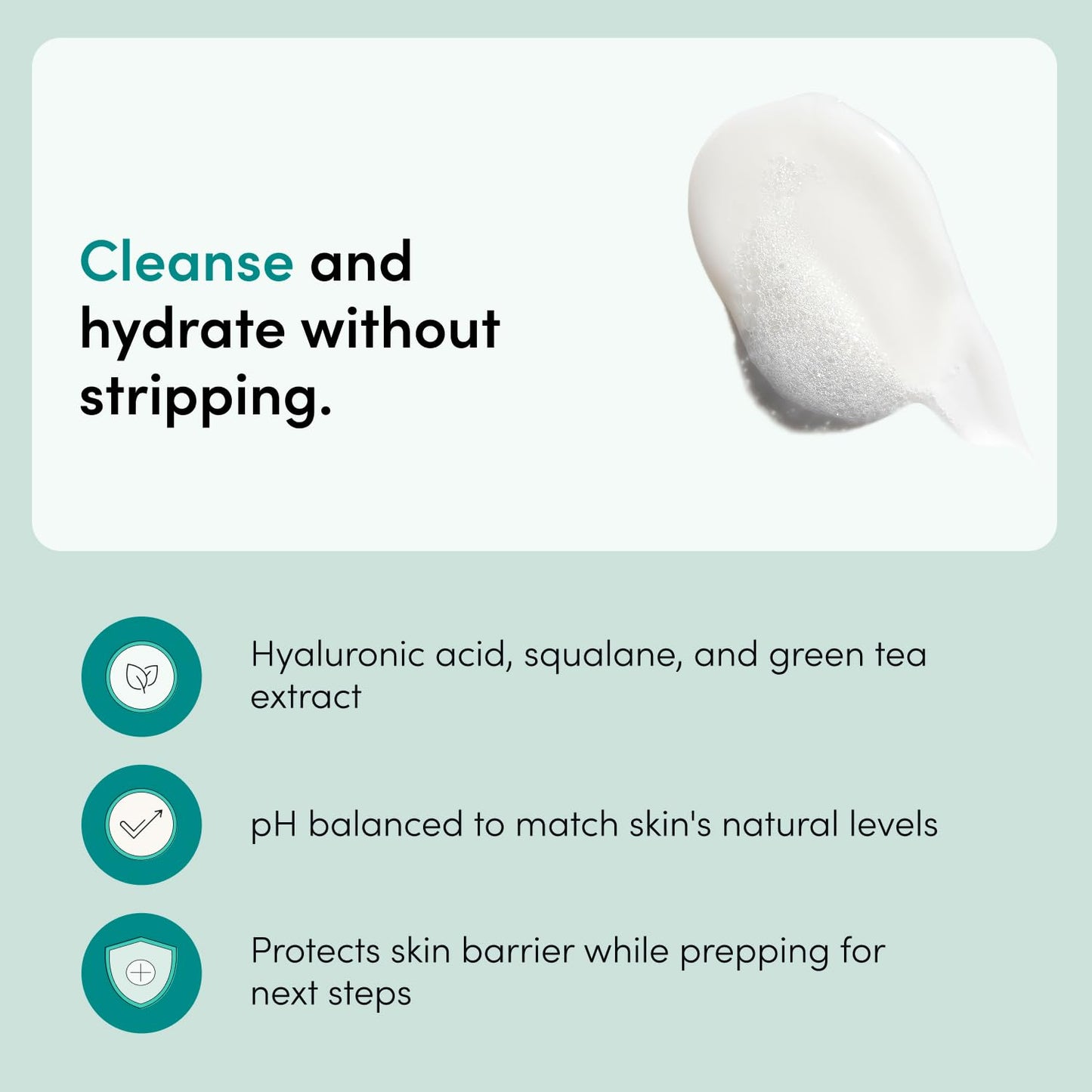 hers Clear Waters Facial Cleanser - Hyaluronic Acid, Squalane, & Green Tea Extract - Hydrating Face Wash for All Skin Types - pH Balanced & Paraben-Free - 6.8 Fl Oz