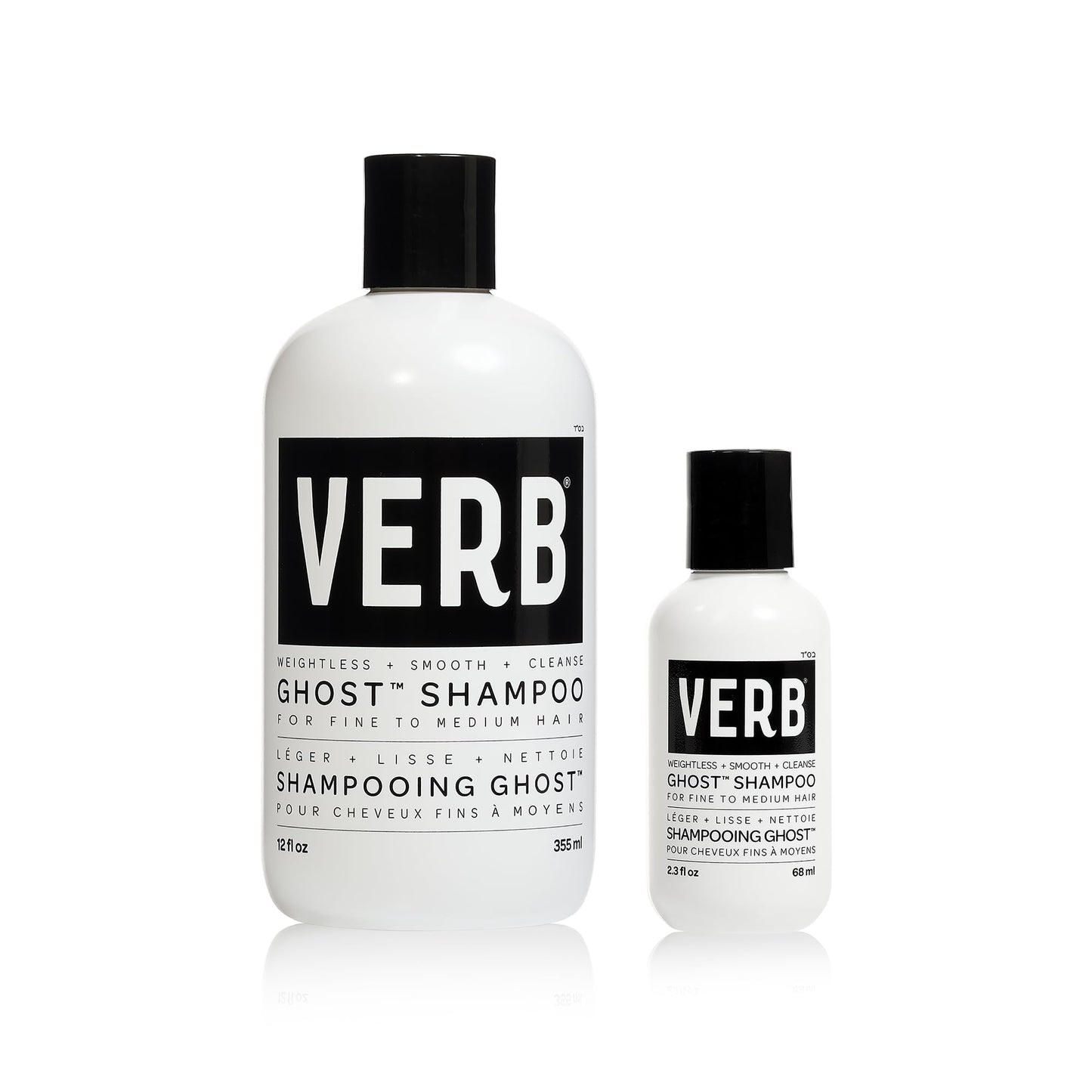 VERB Ghost Shampoo, 12 fl oz + 2.3 fl oz travel size- Infused with Moringa Oil - Cleanses Fine and Weighed Down Hair - Vegan, No Parabens or Harmful Sulfates