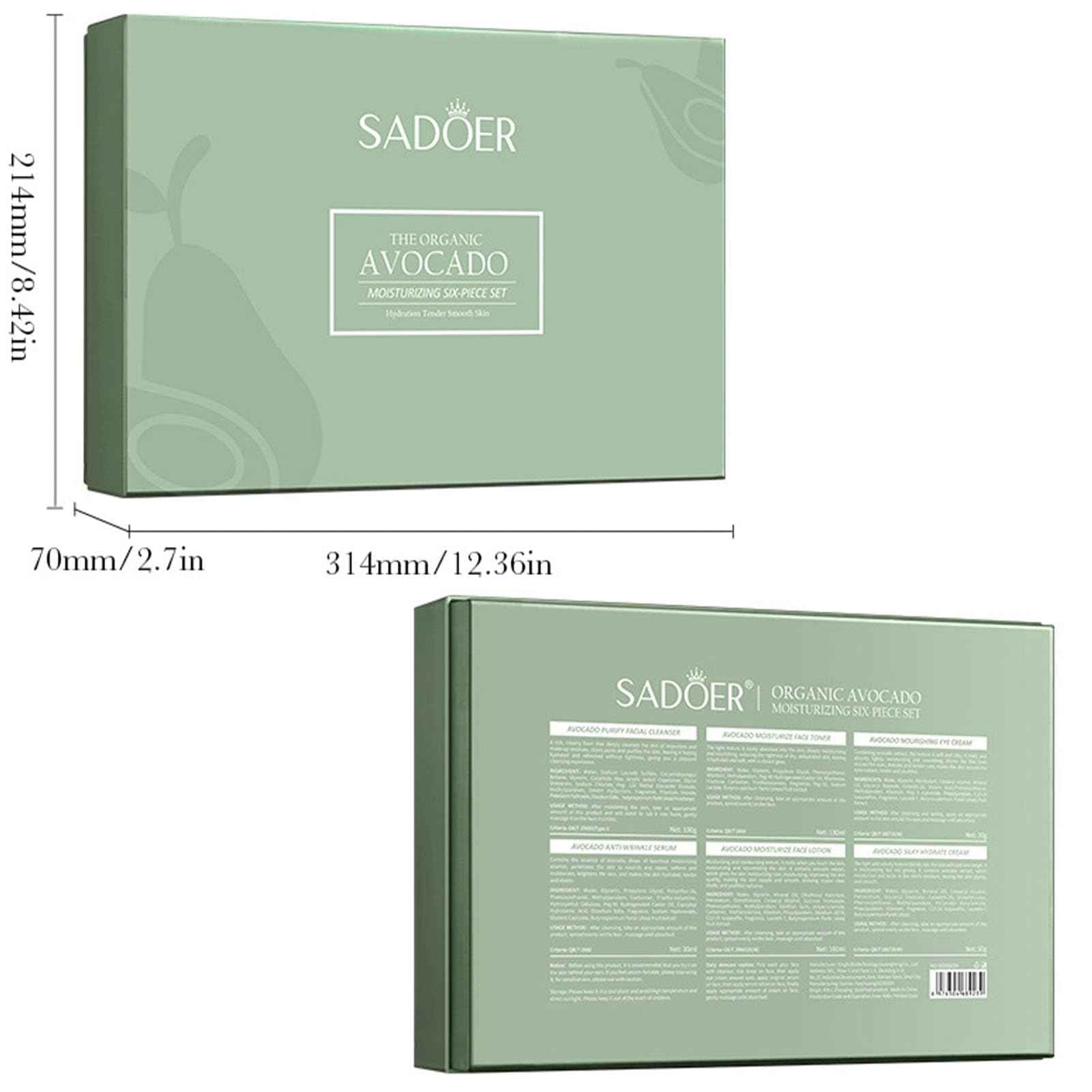 Avocado Skincare Sets, 6Pcs Skincare Gift Set with Facial Cleanser, Face Serum, Face Cream, Eye Cream, Toner, moisturizing Lotion, Skin Care Sets & Kits, Hydrating Facial Kit for women