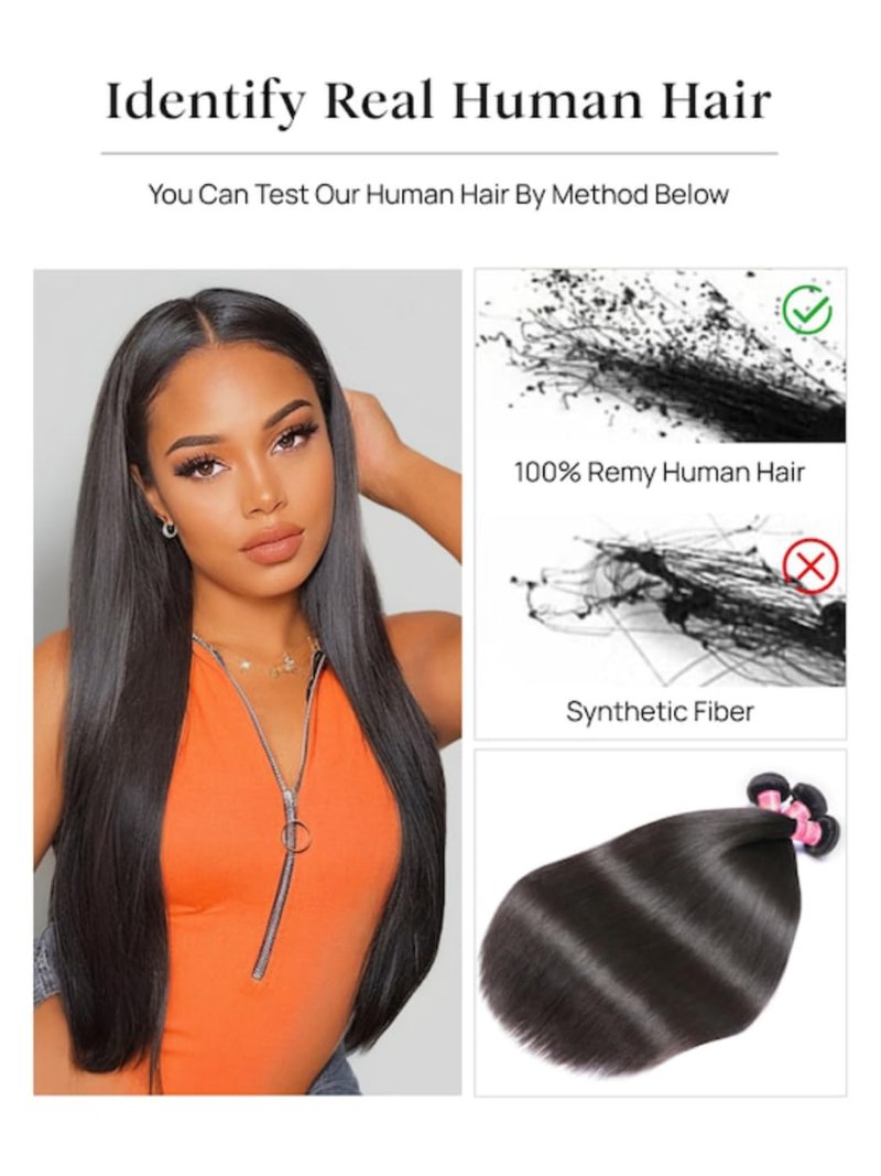 Julia Hair 12A Yaki Straight Human Hair 1 Bundles 12 Inch Unprocessed Virgin Real Human Hair Weave Extensions for Women Clip in Kinky Straight Human Hair Bundles Natural Black