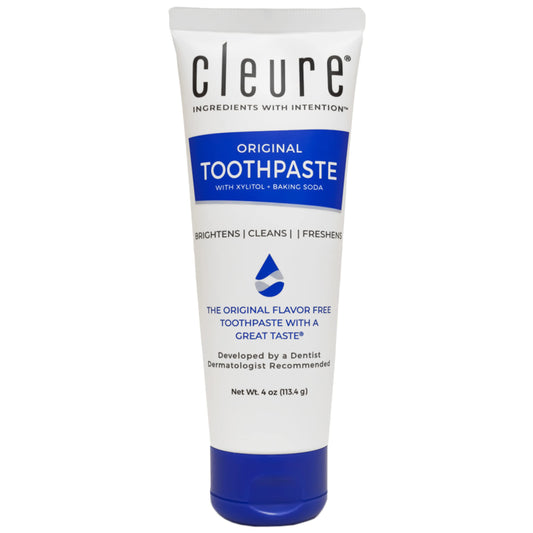 Cleure Original Fluoride Free Toothpaste – Flavor Free, SLS Free, Mint Free for Adults with Sensitive Mouth (4 oz Tube)