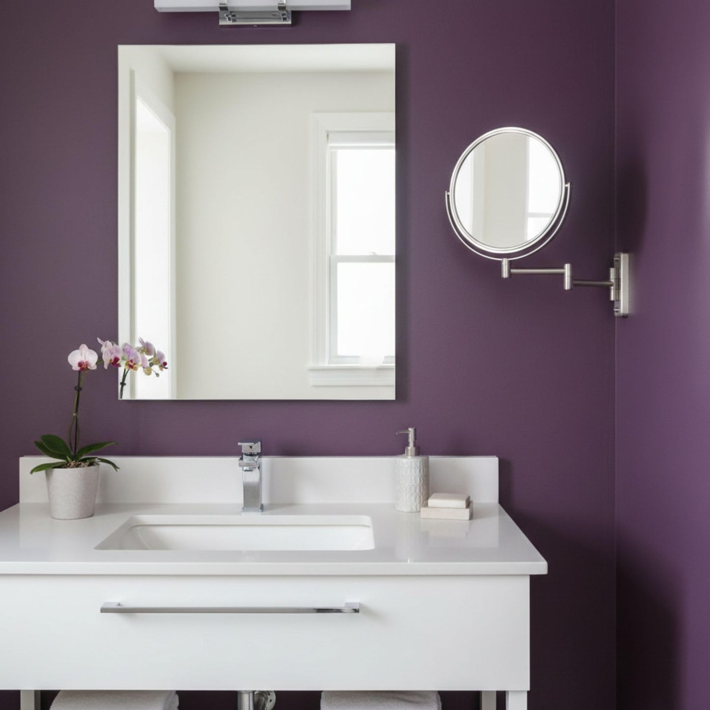JERDON Wall-Mounted Magnifying Mirror - Bathroom Makeup Mirror with 5X Magnification - 8-Inch Diameter - Nickel Finish - Model JP7506N