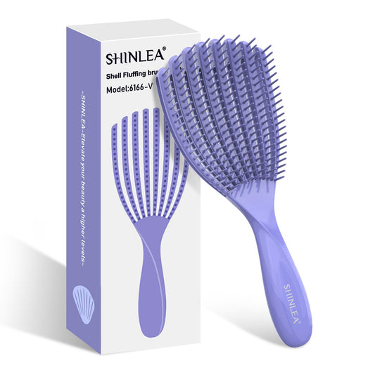 Detangler Brush for Curly Hair, Hairbrush for Wet Dry Thick Thin, Easily Comb Through Curl Hair and Reduces Breakage, Curly Brush for Women Men Kid (Purple)