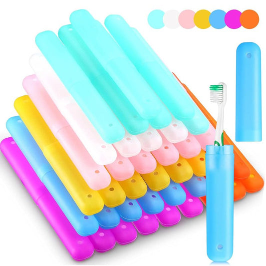 40 Pieces Travel Toothbrush Holder Case Portable Plastic Travel Toothbrush Case Toothbrush Containers Breathable Toothbrush Storage Assort Color for Travel Trip Home School Camping Business, 7 Colors
