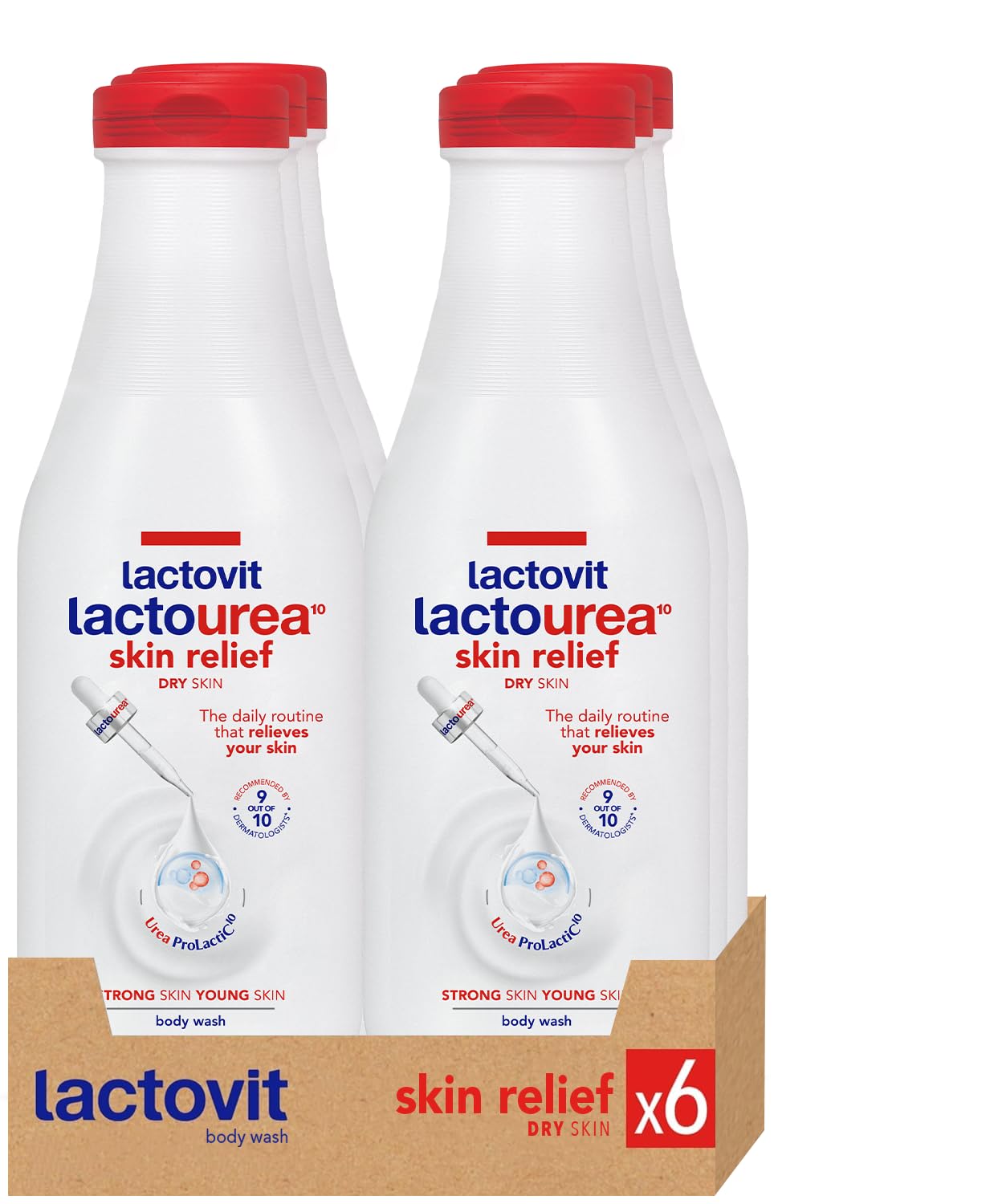 Lactovit| Lactourea Body Wash, Dry Skin | Hydrating Shower Gel |6 x 600 ml