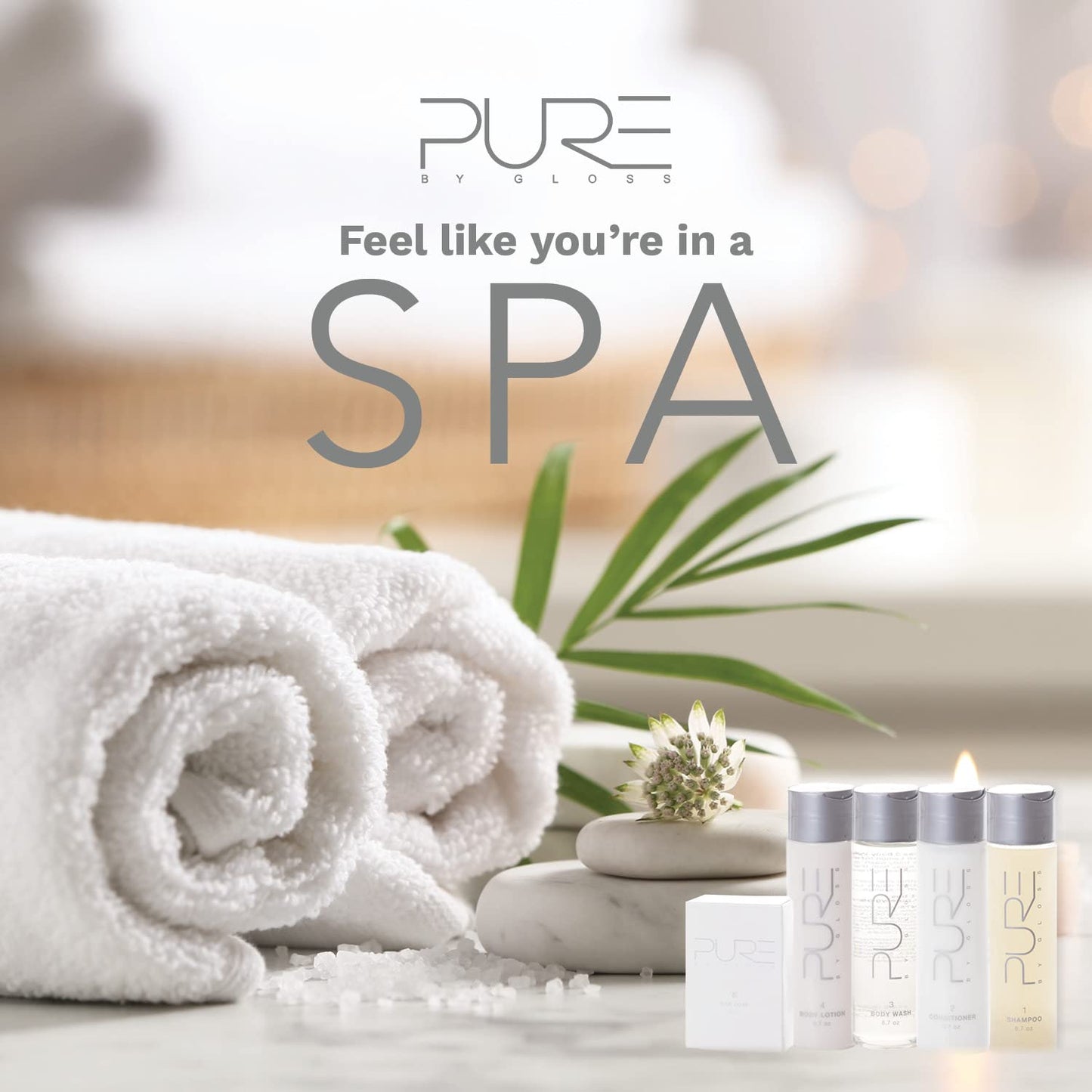 Pure by Gloss Gift Set – Fresh Lemon Scent – for All Hair and Skin Types – With Shampoo [8.5oz], Conditioner [8.5oz], Body Wash [8.5oz], Body Lotion [8.5oz], Body Bar [4oz], & Loofah – Cruelty Free