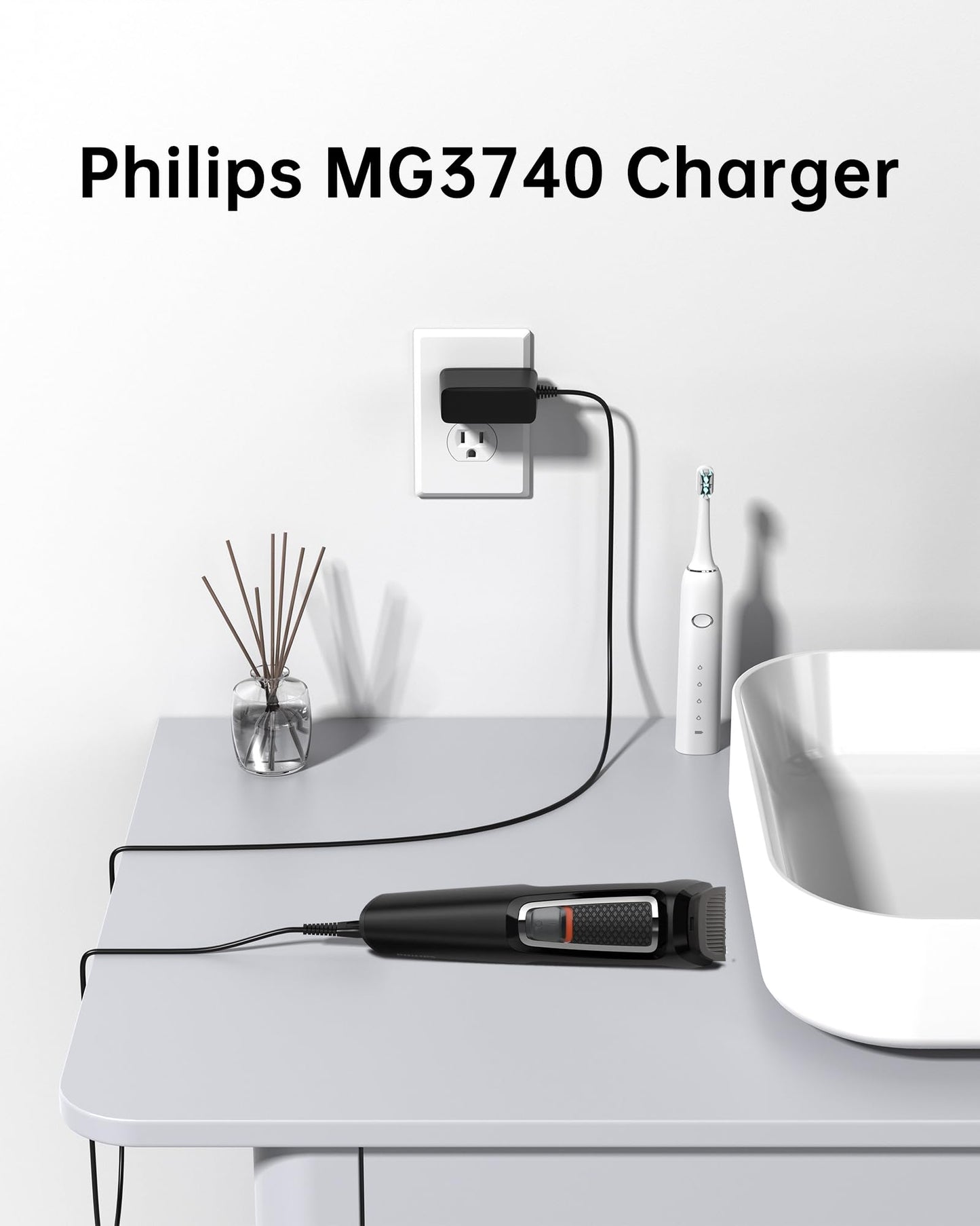 VHBW Charger Cord for Philips Norelco MG3740 & QP2520 Only, 4.3V 70mA Power Adapter, 6FT Replacement Charging Cable