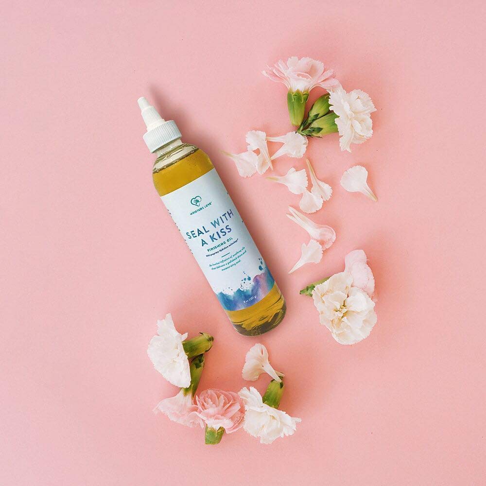 Moisture Love Seal with a Kiss Finishing oil for Hair Moisturizing and Polishing. Curly Hair Care Product with Argan Oil and Castor Oil. Sulfate Free. 8oz