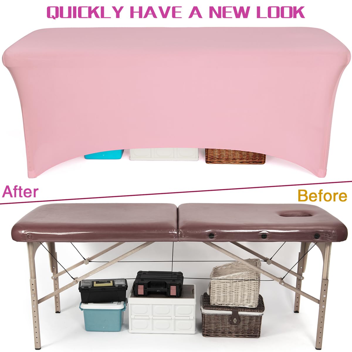 Fitted Pink Lash Bed Cover - 2-Piece Spandex Set for 6FT Lash Tables | Perfect Holiday Gift