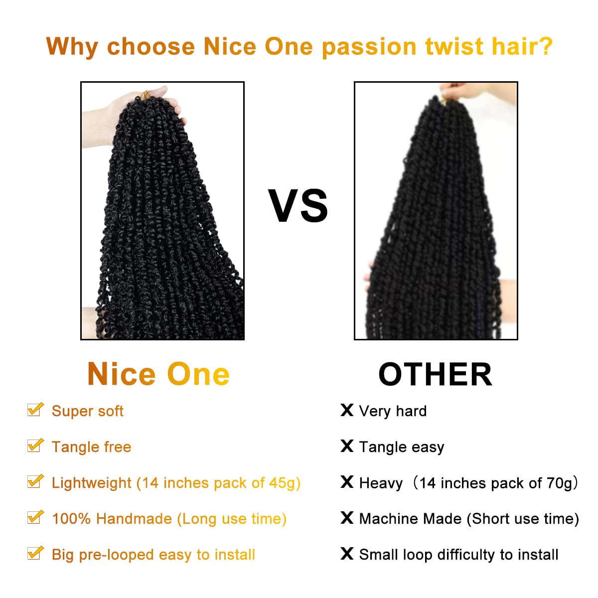Nice One Pre-Twisted Passion Twist Hair 18 Inch, 112 Strands Long Passion Twist Crochet Hair for Women 8 Packs Pre-Looped Passion Twists Braiding Synthetic Hair Extensions (18 Inch (Pack of 8), T30)