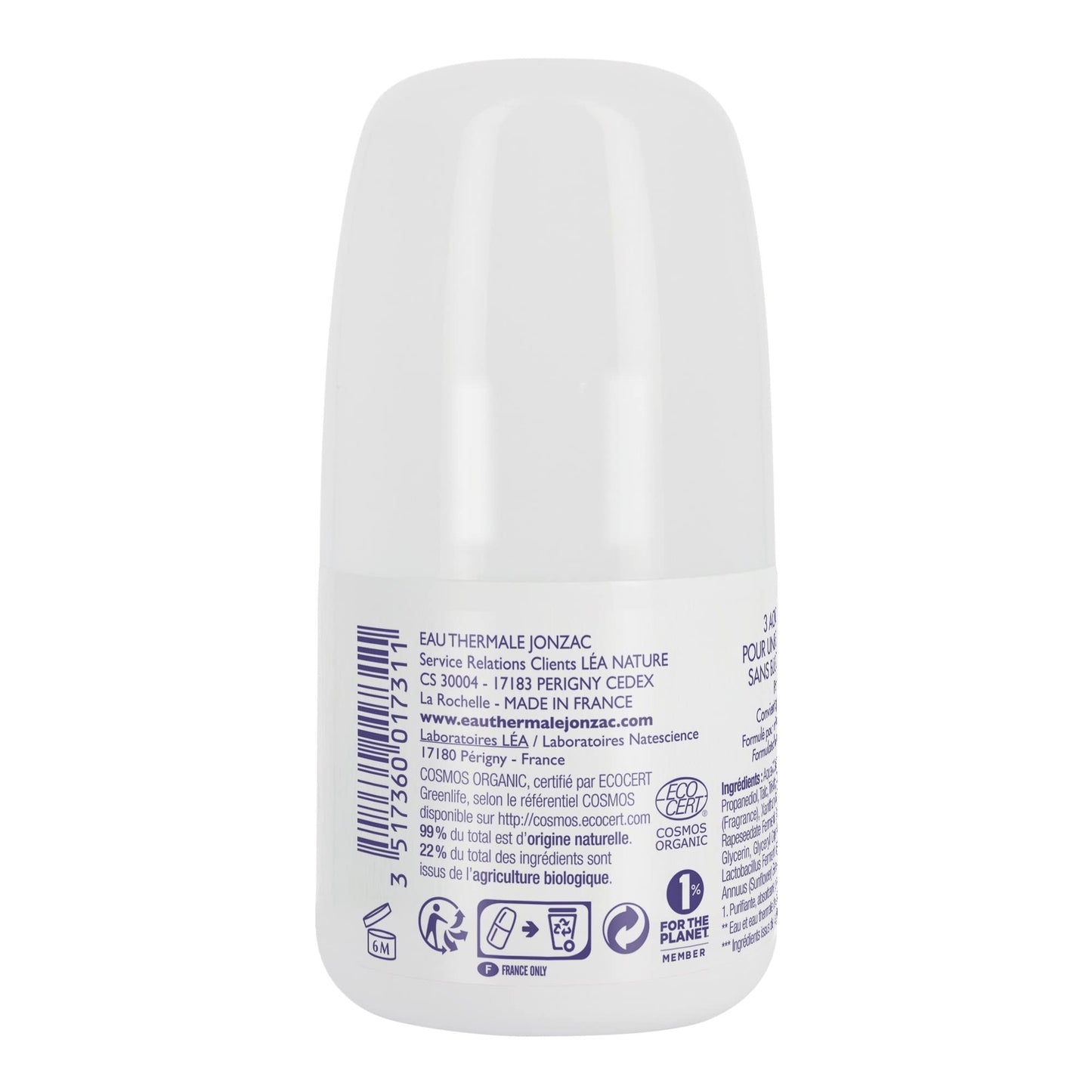 Eau Thermale Jonzac Organic Cosmetic Nutritive Hypoallergenic Deo-Care, 50 ml