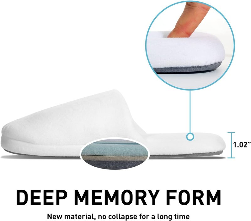 Luxury Spa Slippers - Cotton Memory Foam Non-Slip Closed Toe | Washable for Hotel, Travel, Bride, Men & Women
