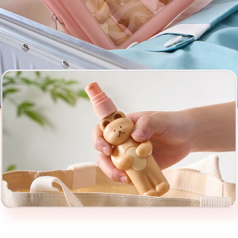 Naroote Bear Spray, Set of Cute Bear Look Delicate Bottles with Storage Bag Bathroom Sets Accessories Spray Bottle Bag Silicone Squeeze, Travel Bottles For Toiletries
