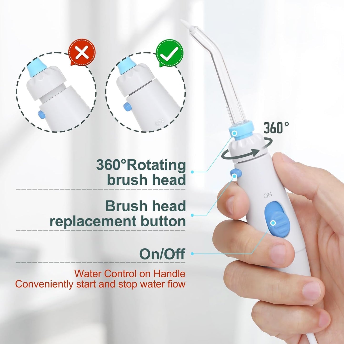 Homuserr Water Flosser, Power Dental Water Flossers for Teeth & Braces Cleaning, Oral Irrigator Electric flosser for Adults & Kids with 10 Pressures & 8 Tips, 600ml Water Flosser for Family
