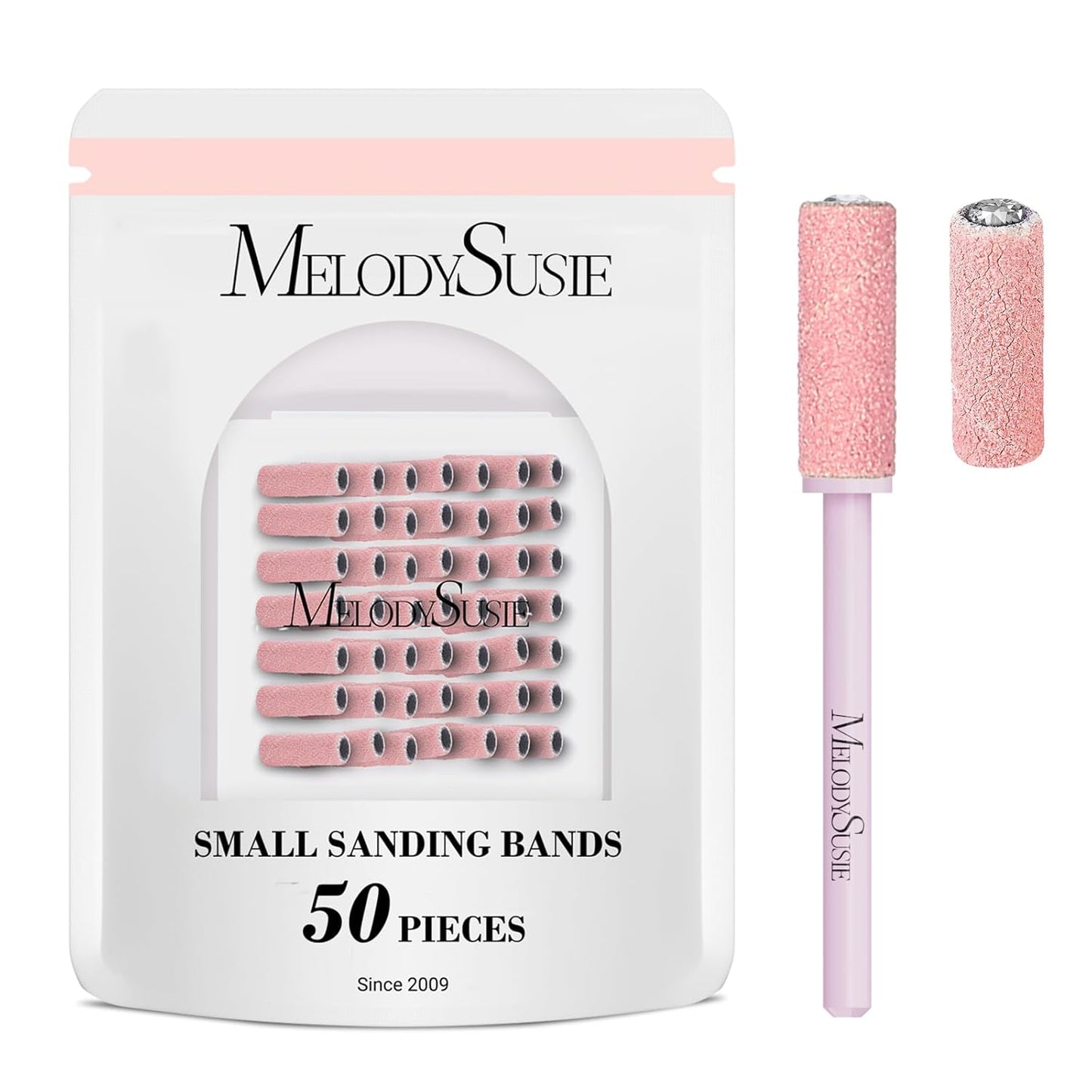 MelodySusie Nail Drill Bits - 50 Pcs Small Sanding Bands with 3.1mm Mandrel & Smooth Round Top | Carbide Small Barrel Bit