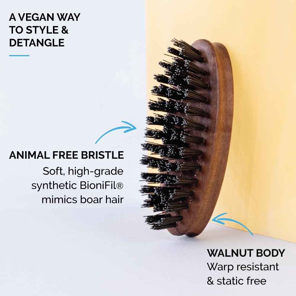 ZEUS Vegan Pocket Beard Brush, Soft Bristle & Animal-Free Grooming Brush for Taming & Styling Beard – Made in Germany (N73)