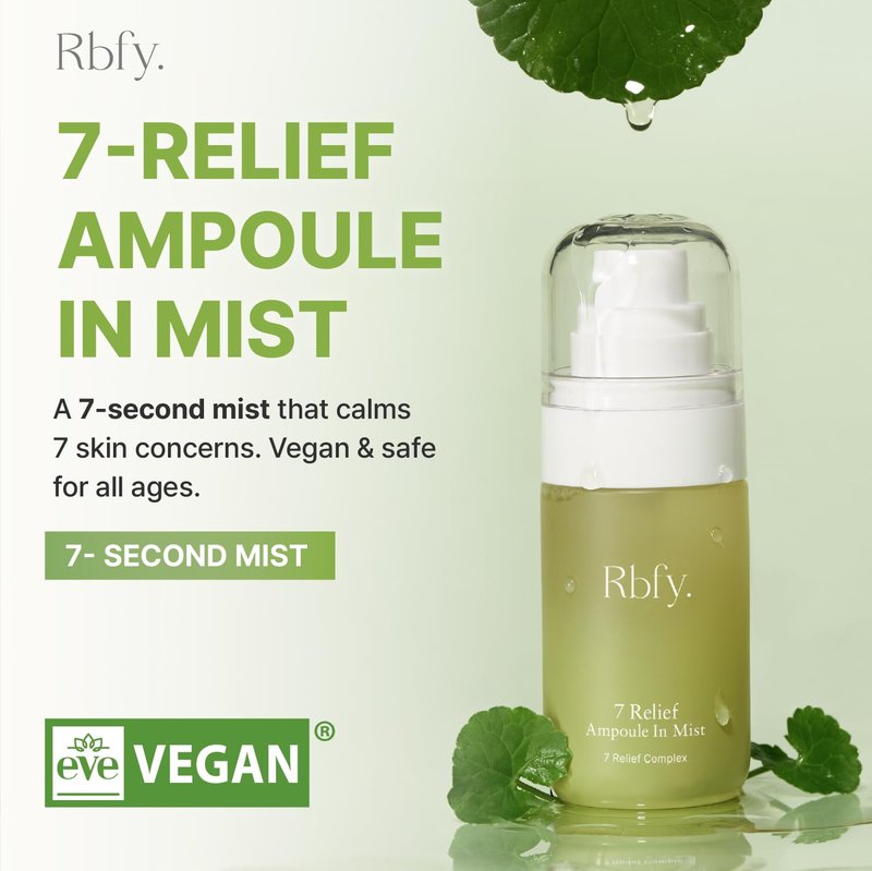 Rbfy. 7 Relief Ampoule In Mist – Calming & Hydrating Face Spray with 7 Herbal Blend and Panthenol for On-the-Go Refresh and Glowing Skin, Even Over Makeup | Vegan Korean Skincare (1.69 fl. oz)