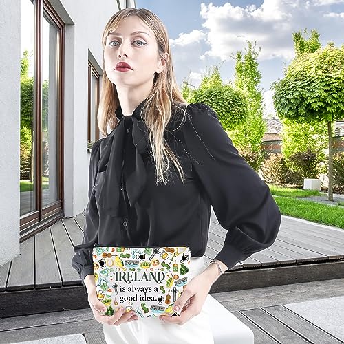 WCGXKO Ireland Trip Gift Ireland Lover Gift Ireland Merch Ireland Zipper Pouch Makeup Bag (IRELAND Bag)