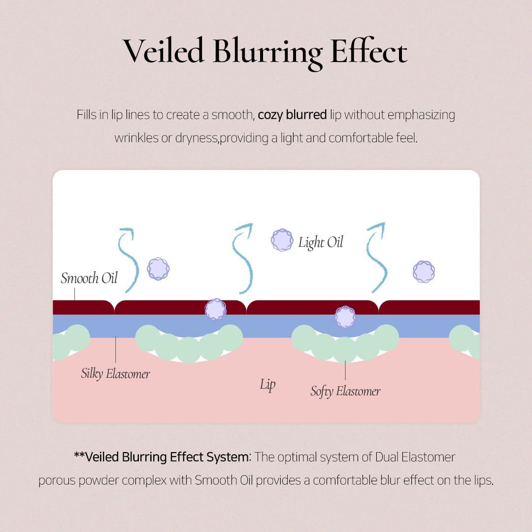 DINTO Blurring Lip Veil - Soft Velvet Blurry Matte Finish Lip Tint, Sheer Natural Coverage, Moisturizing Formula, Long Lasting, Vegan & Cruelty-Free (10 colors) (105 Piano, 0.11 fl.oz.)