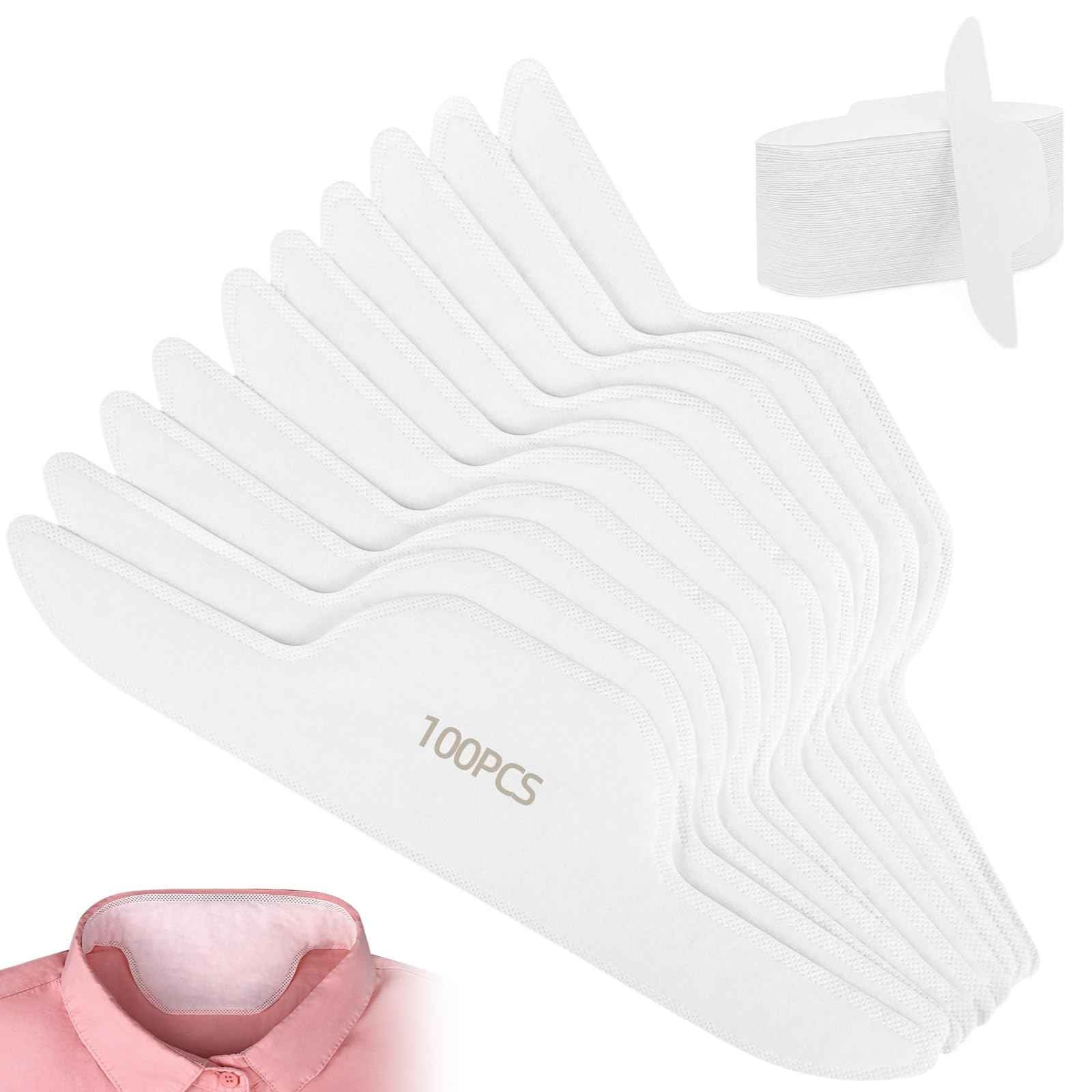 100 PCS Neck Collar Sweat Pads, Disposable Collar Sweat Pads for Men Women Shirts, Fitted Neck