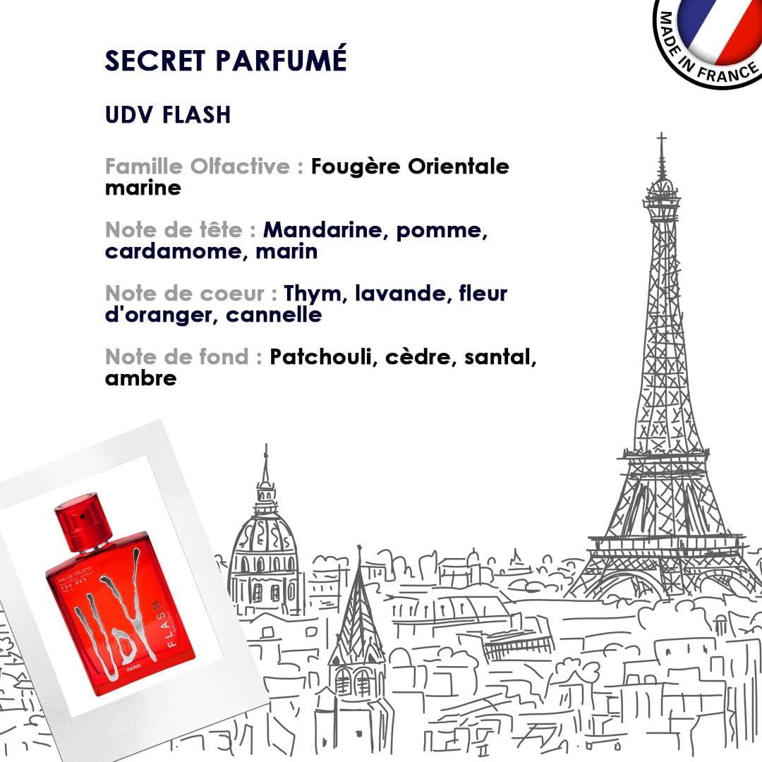 Udv Flash Eau De Toilette Spray for Men - 3.4 Ounce Fragrance | Fresh & Invigorating Scent