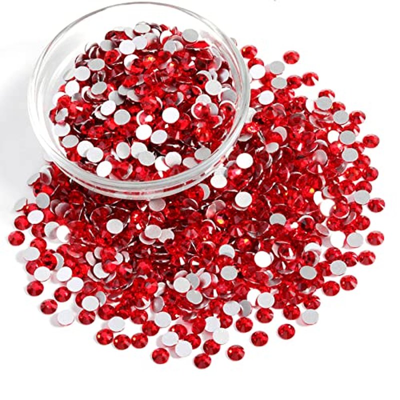 Beadsland Flatback Rhinestones Bulk, 2880pcs Red Rhinestones for Crafts Clothes DIY Decoration, Light Siam, SS30, 6.3-6.5mm