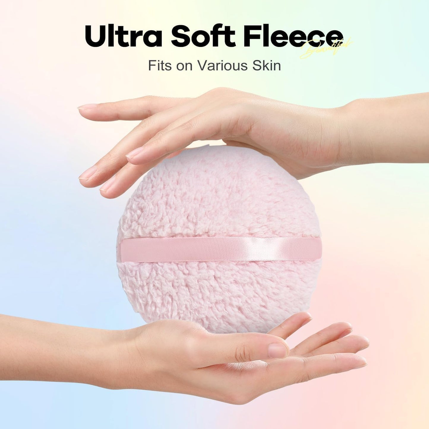 Large 6-Inch Body Powder Puff - Soft Dusting Applicator with Storage Jar | Charming Pink