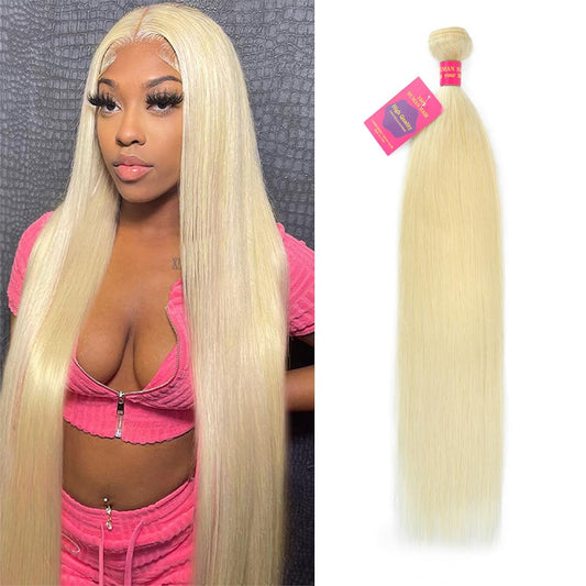 613 Bundle Human Hair 14 Inch Straight Blonde 1 Bundle Human Hair 14A Grade 100% Unprocessed Brazilian Virgin 613 Straight 1 Bundle