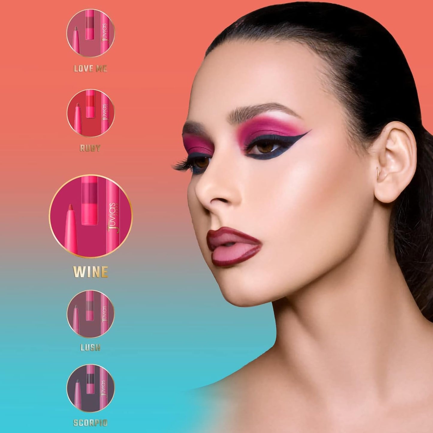 Juvia's Place Luxe Lip Liner - Wine | Long-Lasting Matte Finish Lip Pencil for Natural Beauty